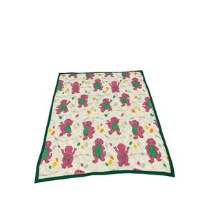 Vintage‎ Barney Purple Dinosaur Bibb Co Blanket  Crib Quilted Cover - 53"x40"